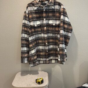Allsaints Plaid Wool Blend Thick Oversized Overshirt